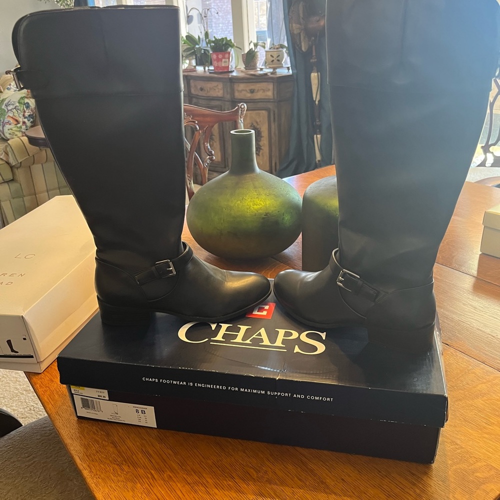 Chaps Black Tall Boots
